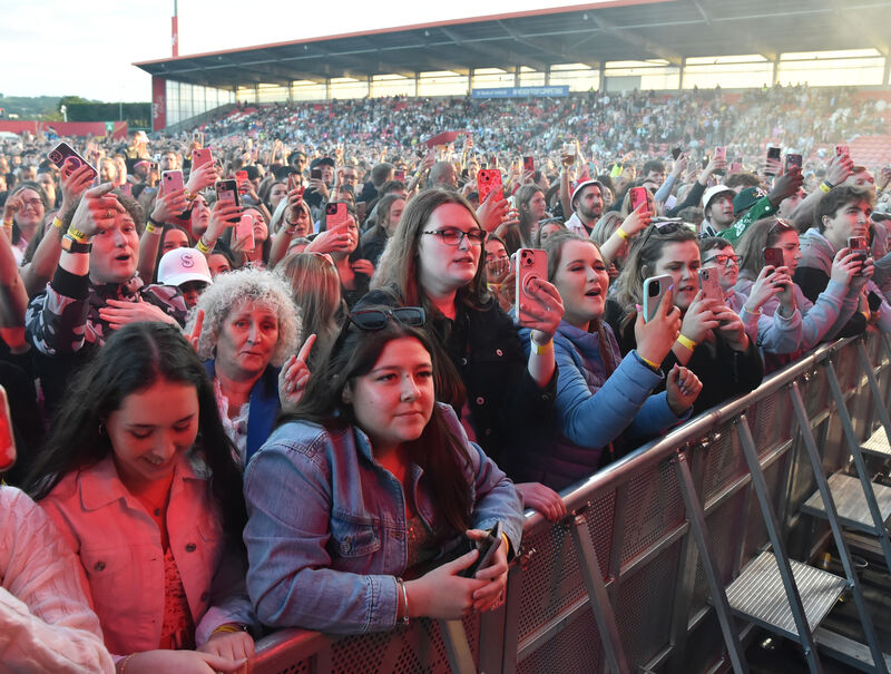 The huge crowd singing along with Becky Hill in Cork on Friday night. Picture: Eddie O'Hare The huge crowd singing along with Becky Hill in Cork on Friday night. Picture: Eddie O'Hare