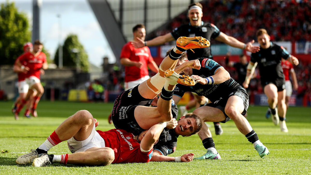 Glasgow Warriors' Sebastian Cancelliere scores his side's second try. Pic: Ben Brady, Inpho