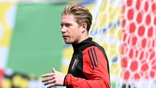 <p>Belgium midfielder Kevin De Bruyne takes part in a training session during Euro 2024 at the team base camp in Ludwigsburg, near Stuttgart. Picture: THOMAS KIENZLE/AFP via Getty Images</p>