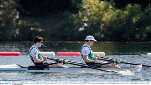 <p>Daire Lynch and Philip Doyle. Photo by Nikola Krstic/Sportsfile</p>