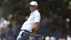 <p>NEAR MISS: Scottie Scheffler of the United States reacts after a missed putt (Photo by Gregory Shamus/Getty Images)</p>