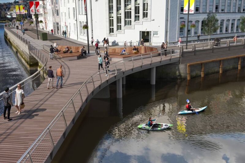 A CGI of the new Parnell plaza area proposed under the Morrison's Island public realm and flood defence project in Cork city centre. File picture