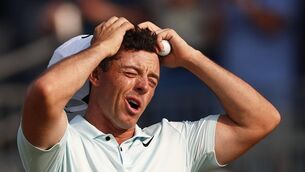 <p>KILLER: Rory McIlroy on the 18th green after finishing with a killer bogey in the US Open at Pinehurst Resort. </p>
