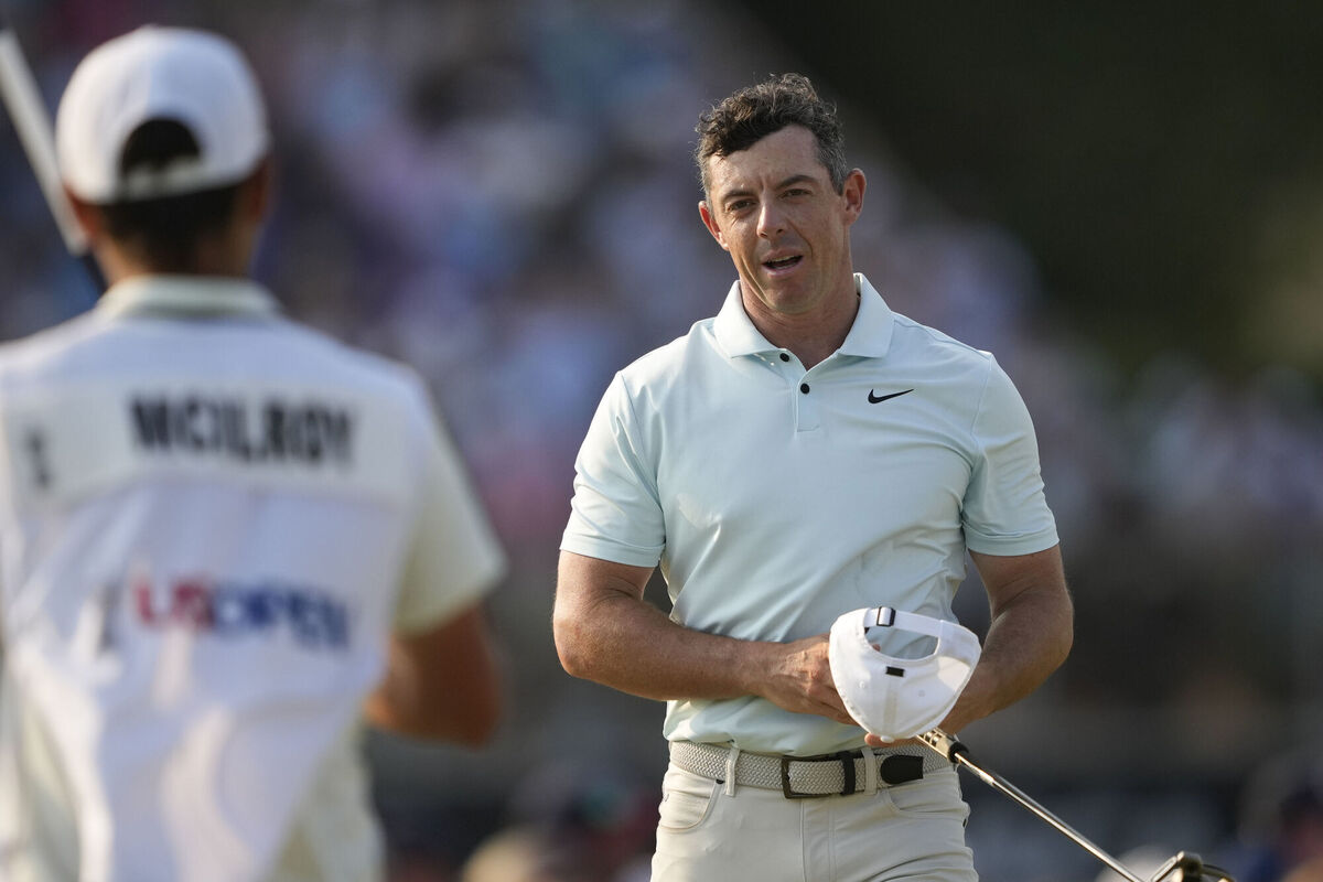 RUEFUL: Rory McIlroy reacts after missing a putt on the 18th at Pinehurst Pic: AP Photo/Matt York)