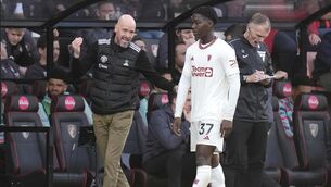 <p>MAIN MAN: Kobbie Mainoo (right) is happy that there has been some clarity over Erik ten Hag’s position (Andrew Matthews/PA)</p>