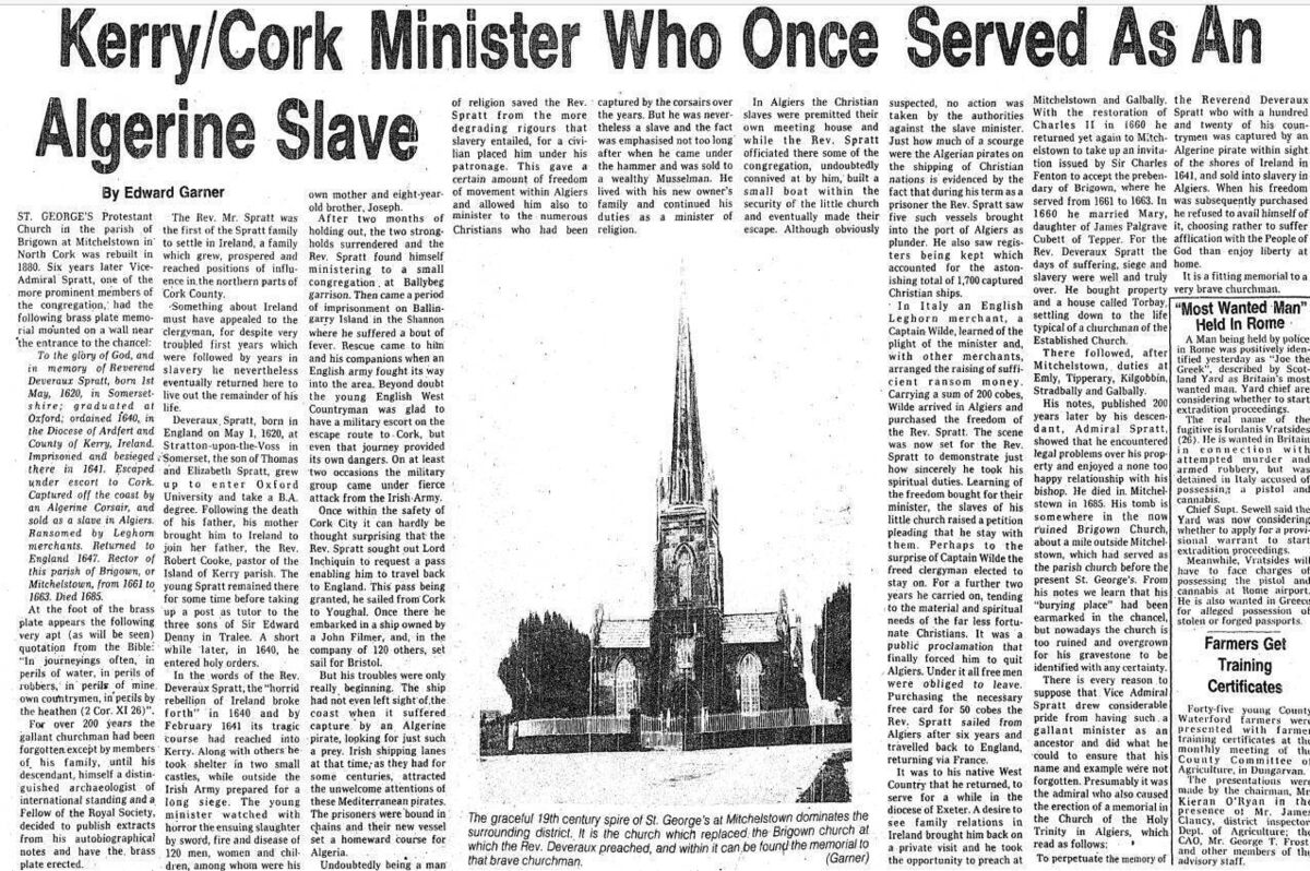 Reverend Deveraux Spratt. Evening Echo Wednesday, February 7, 1979