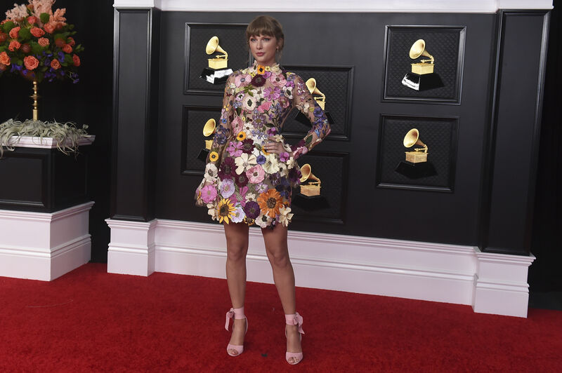 Taylor Swift poses in the press room at the 63rd annual Grammy Awards where 'folklore' won Album of the Year. Picture: Jordan Strauss/Invision/AP Taylor Swift poses in the press room at the 63rd annual Grammy Awards where 'folklore' won Album of the Year. Picture: Jordan Strauss/Invision/AP