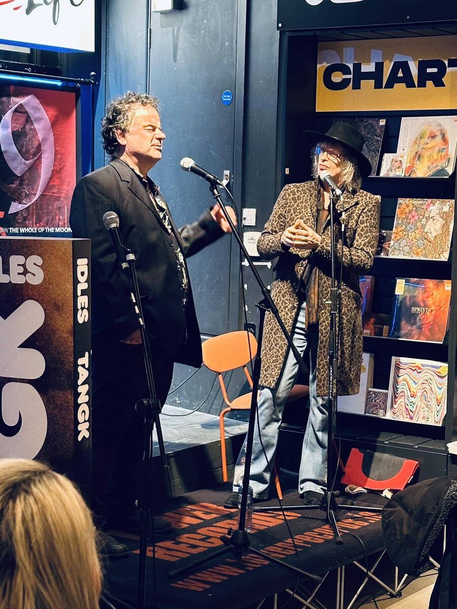 Pat Carty and Mike Scott at the launch of the 1985 box in Tower Records Dublin in February