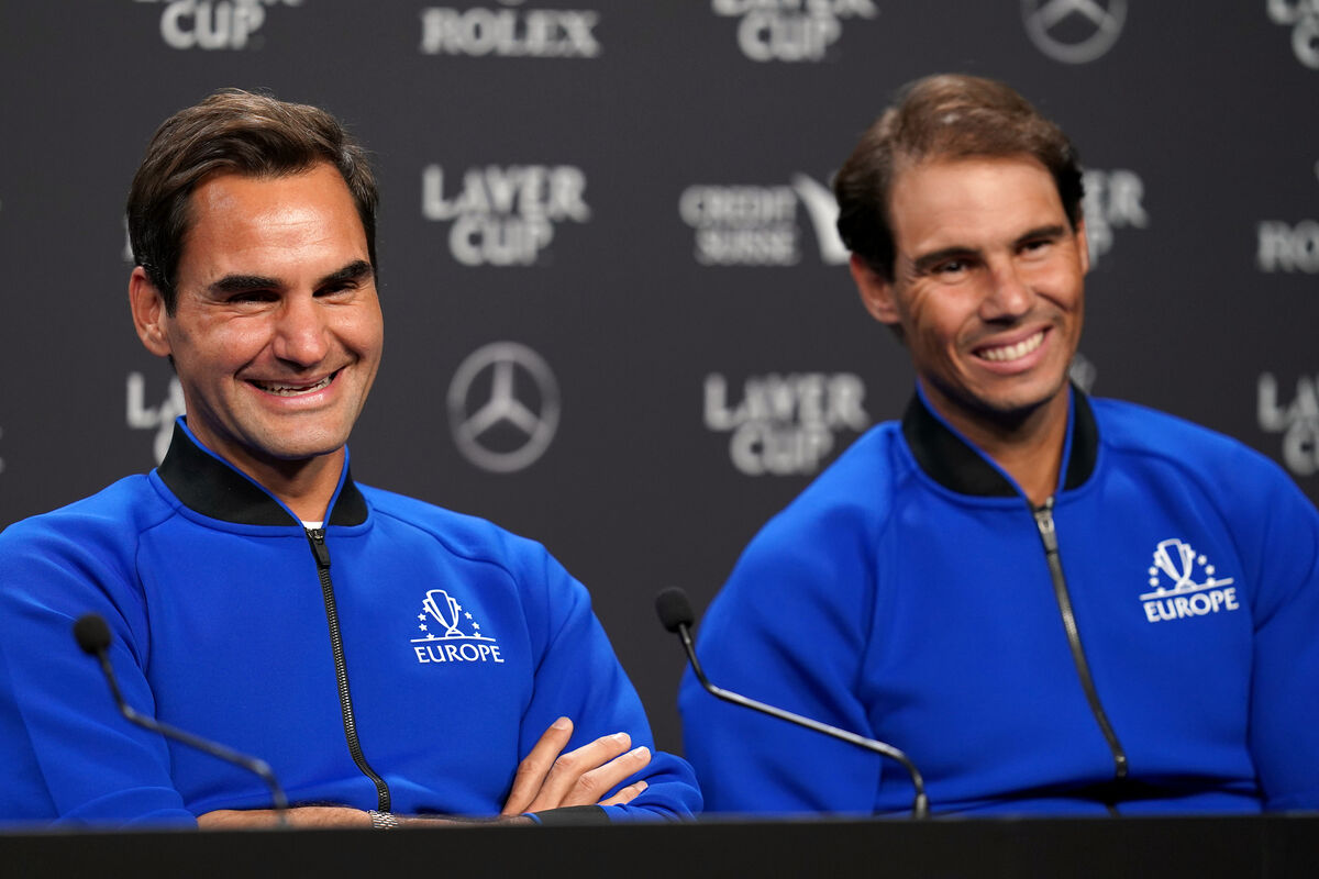 LIFE PARTNER: Team Europe's Roger Federer and Rafael Nadal (right) during a press conference ahead of the Laver Cup in 2022. LIFE PARTNER: Team Europe's Roger Federer and Rafael Nadal (right) during a press conference ahead of the Laver Cup in 2022.
