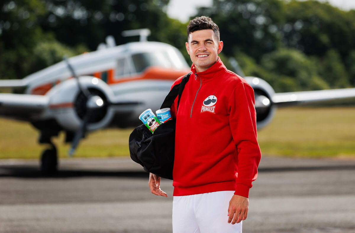 FLYING IT: Irish international football star, John Egan, who has teamed up with Pringles. Pic Credit: Ryan Byrne. FLYING IT: Irish international football star, John Egan, who has teamed up with Pringles. Pic Credit: Ryan Byrne.