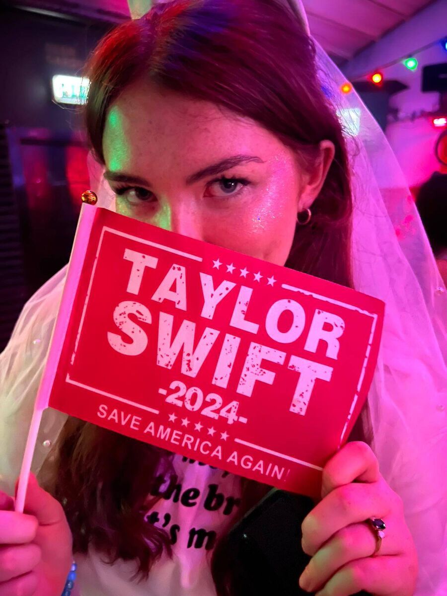 Laura Mahon on her Taylor Swift-themed hen night. Laura Mahon on her Taylor Swift-themed hen night.