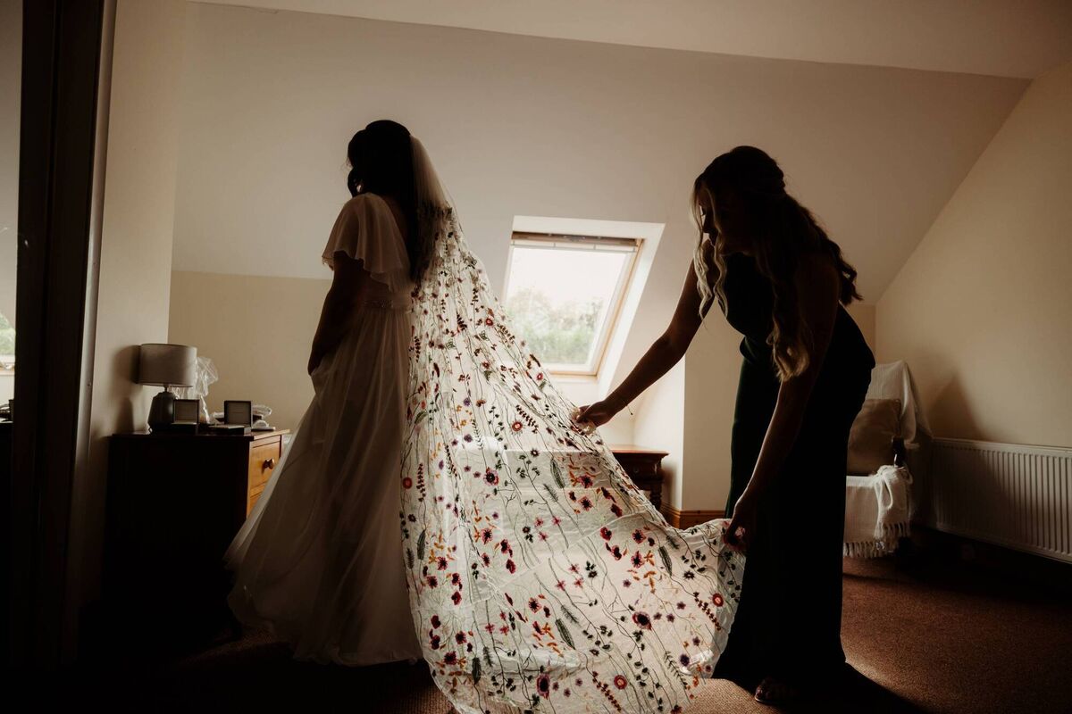 Laura Mahon chose a colourful veil for her big day. Pictures: Bokeh Photography Laura Mahon chose a colourful veil for her big day. Pictures: Bokeh Photography