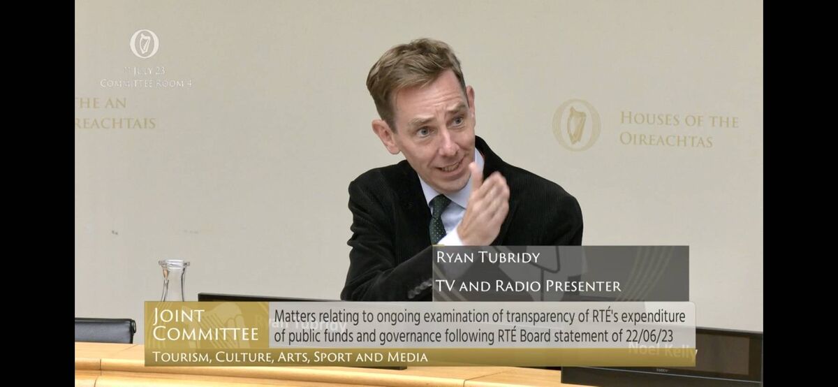 Ryan Tubridy's misreading of the Oireachtas room hit its nadir when he made a speech about wanting to reinstate the special relationship he believed he had with the young people of Ireland. Photo: Oireachtas Tv Ryan Tubridy's misreading of the Oireachtas room hit its nadir when he made a speech about wanting to reinstate the special relationship he believed he had with the young people of Ireland. Photo: Oireachtas Tv