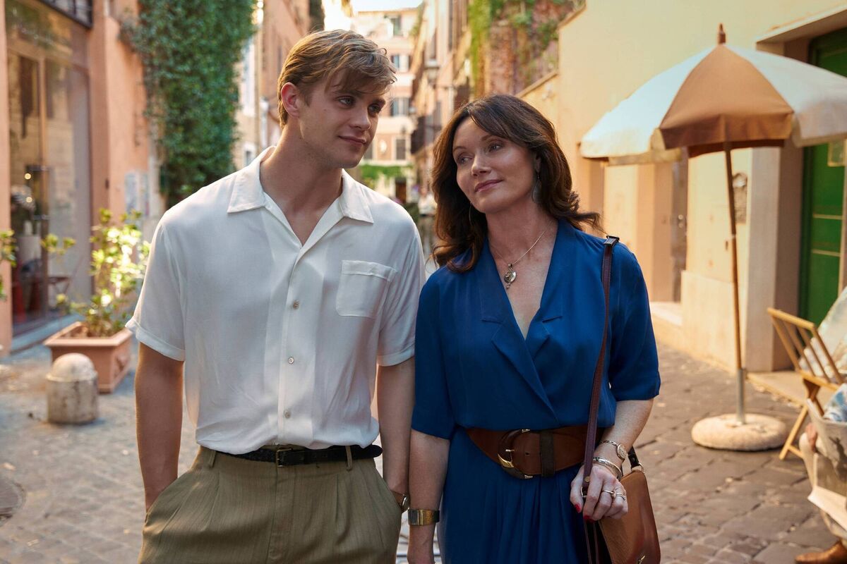 A scene from the Netflix series of Nicholls' bestseller One Day, with Leo Woodall and Essie Davis.