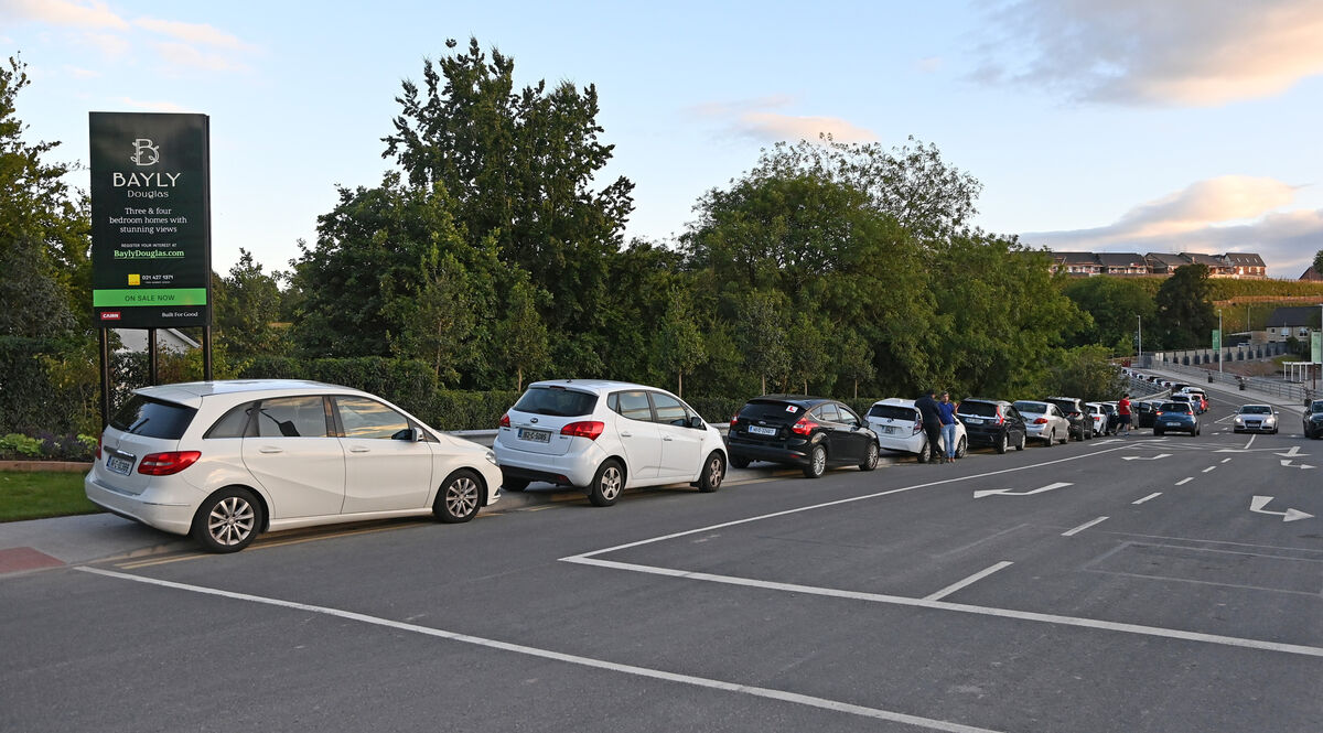 Cars queued-up for the viewing of the new housing estate Bayly in Douglas which opens tomorrow Saturday. Picture: Eddie O'Hare Cars queued-up for the viewing of the new housing estate Bayly in Douglas which opens tomorrow Saturday. Picture: Eddie O'Hare