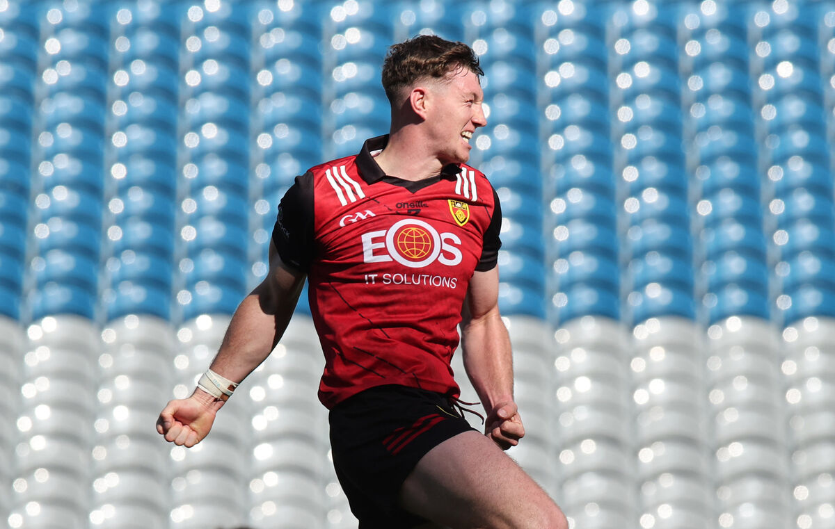 Down's Ryan McEvoy celebrates scoring the point that takes the game to extra time. Picture: ©INPHO/Tom Maher