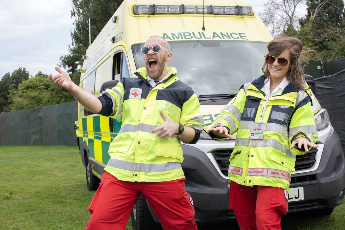 Red Cross volunteers Maurice Delaney and Arlene Conway at Longitude in Marlay Park. Picture: Tony Gavin Red Cross volunteers Maurice Delaney and Arlene Conway at Longitude in Marlay Park. Picture: Tony Gavin