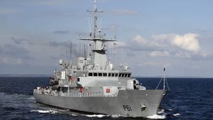 <p>Was the Naval Service's LE Samuel Beckett taking part in a passage exercise with the British Royal Navy in May, or was it tied up at the Irish Navy’s headquarters at Haulbowline Island?</p>