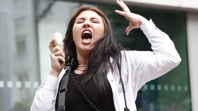 <p>Natasha O’Brien speaking at the Limerick protest last Saturday. She suffered life-changing injuries after an unprovoked attack by soldier Cathal Crotty — who received a suspended sentence. </p>