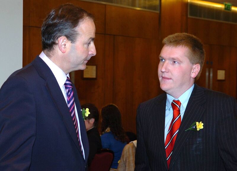 Then enterprise minister Micheál Martin with then councillor and Cork South-Central FF candidate Michael McGrath at the Cork Society of Chartered Accountants daffodil breakfast at the Clarion Hotel in April, 2007. Picture: Larry Cummins
