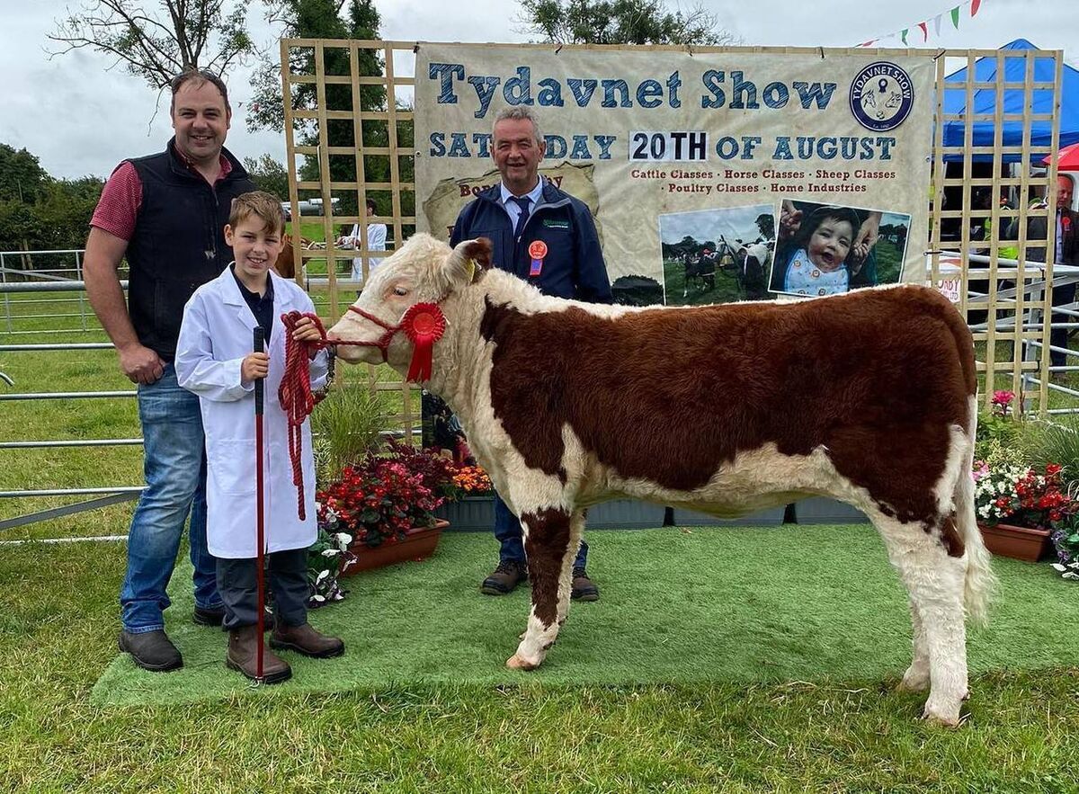 Padraig and Adam McKenna of Lisgoagh Herefords, Co Monaghan, with show judge David Wilson. Padraig and Adam, along with Charlie McKenna, sold their two Hereford steers, named Ant and Dec, at Ballybay Livestock Sales, raising a remarkable €3,680 for LA519, a charity supporting teens and young adults with mental health issues.