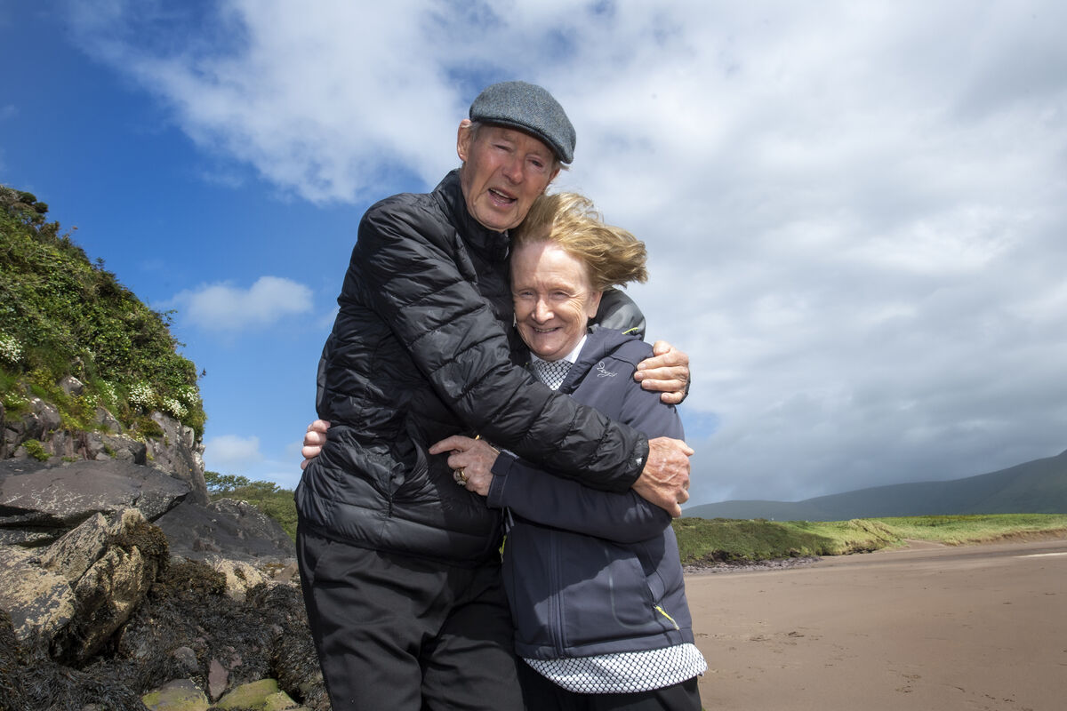Mícheál and his wife Helena celebrate his 90th birthday on Dún Síon beach in August 2020. Picture: Domnick Walsh Mícheál and his wife Helena celebrate his 90th birthday on Dún Síon beach in August 2020. Picture: Domnick Walsh