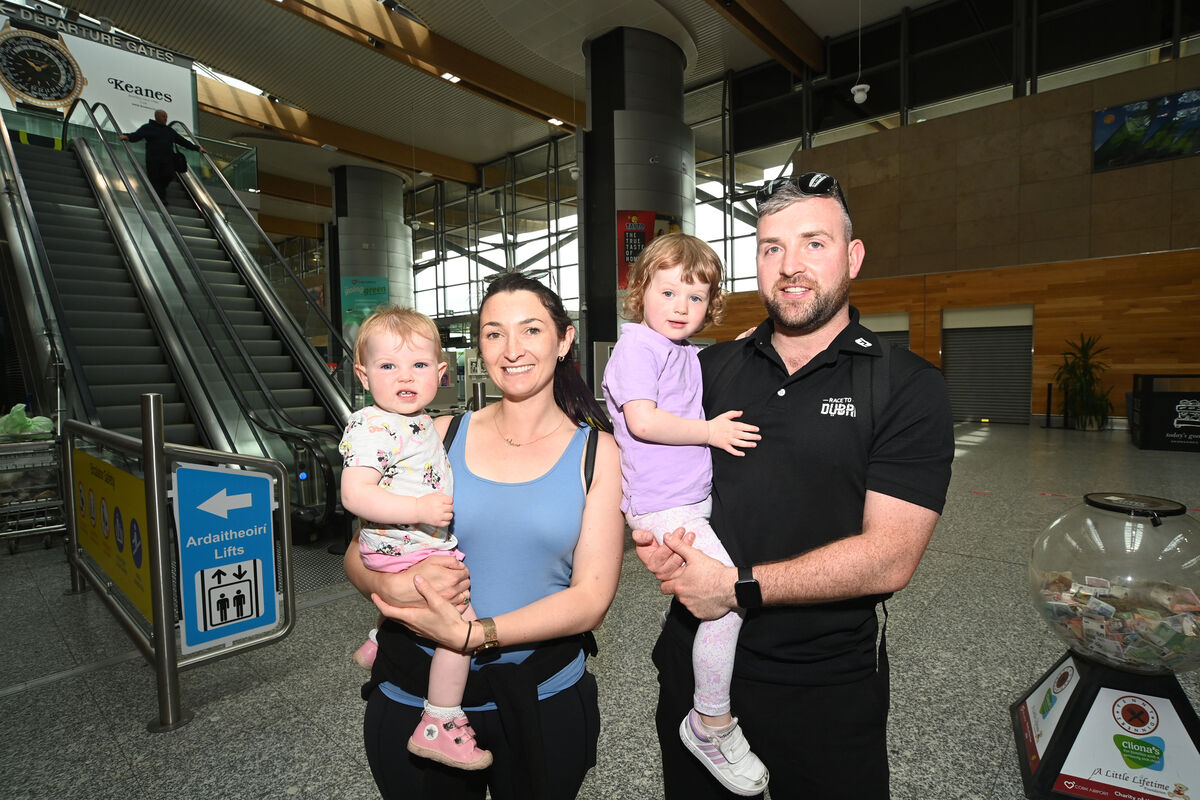 Éala, Ciara, Grace and Eoin Walsh, Waterford at Cork airport today prior to departure on holidays. Picture: Larry Cummins