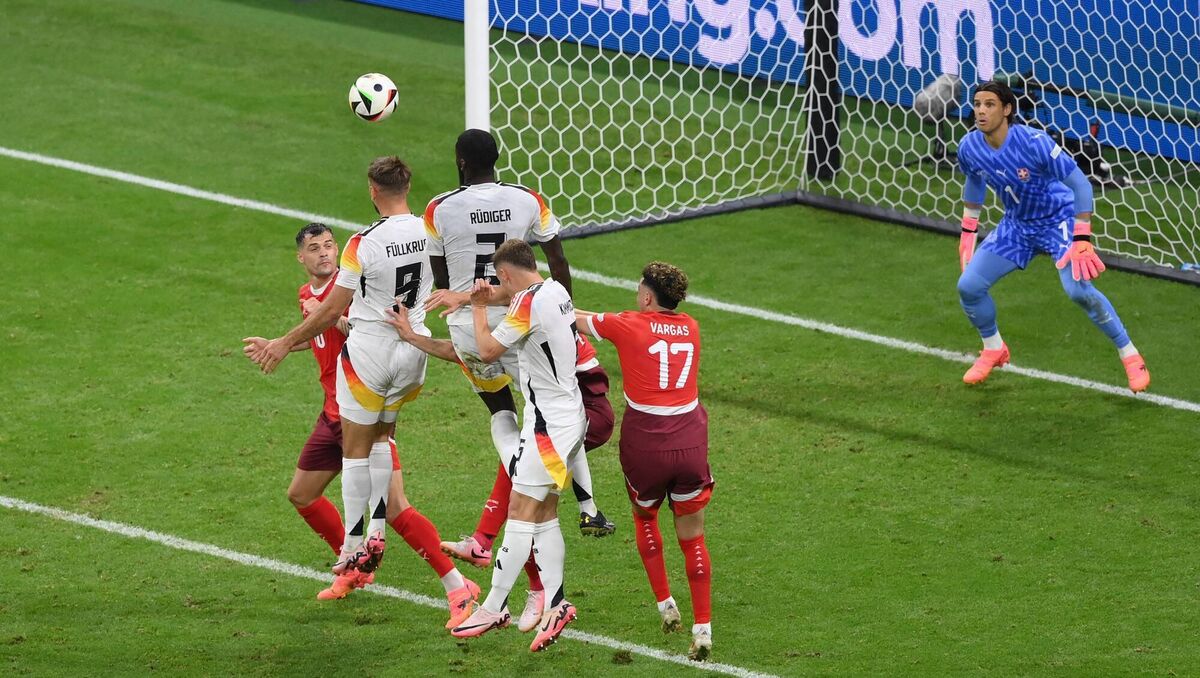 EQUALISER: Niclas Füllkrug (No 9) heads home Germany’s equaliser against Switzerland. Pic: Justin Setterfield/Getty Images EQUALISER: Niclas Füllkrug (No 9) heads home Germany’s equaliser against Switzerland. Pic: Justin Setterfield/Getty Images