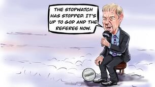 <p>BIGGER RESOLUTION. The late, great Micheál O Muirceartaigh. Illustration: Niall O'Loughlin </p>