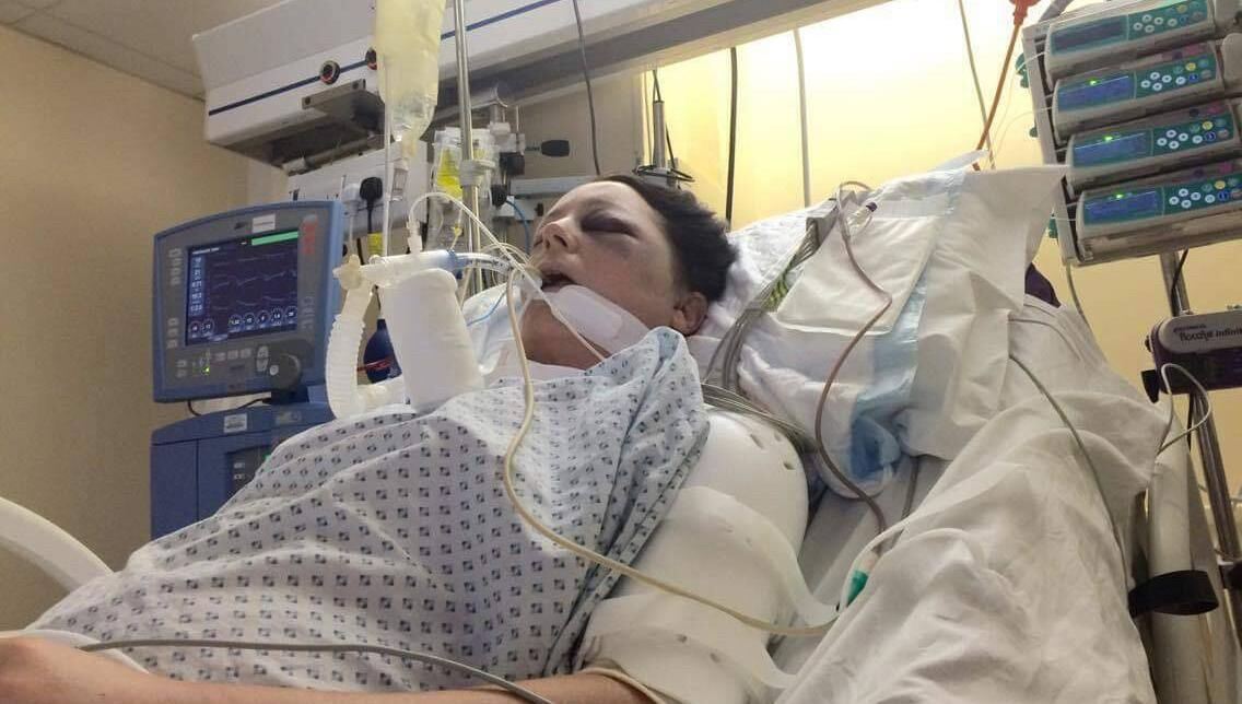 Olivia Keating in hospital after the hit and run. Picture Courtesy: Olivia Keating