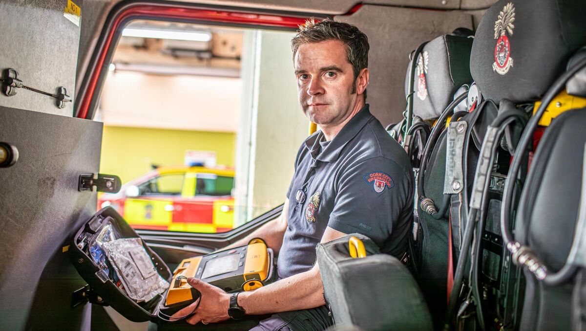 Kevin Higgins uses the fire engine’s medical bag at collision and other scenes they get called to. Along with a defibrillator, it has an assortment of things he uses to try and save lives, including so-called ‘advanced airways’ — the tubes he puts down people’s throats to help them breathe. Picture: Neil Michael