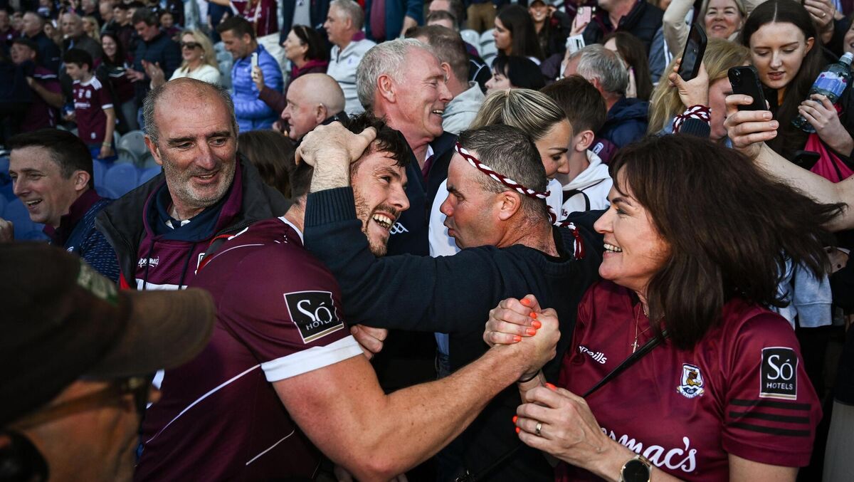 MOBBED: Shane Walsh of Galway with supporters after his side's victory. Photo by Harry Murphy/Sportsfile