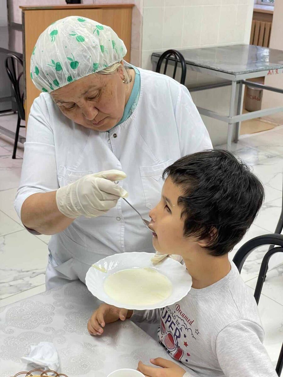 14-year-old Madina Kurumova who is deaf and blind being fed at Ayagoz Orphanage. He is one of several victims of the Semipalatinsk Test Site who is supported by Cork charity the Greater Chernobyl Cause. 14-year-old Madina Kurumova who is deaf and blind being fed at Ayagoz Orphanage. He is one of several victims of the Semipalatinsk Test Site who is supported by Cork charity the Greater Chernobyl Cause.
