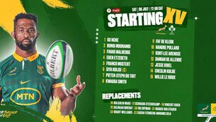 <p>South Africa team for Saturday's first test against Ireland</p>