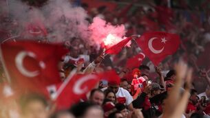 <p>PUTTING ON A SHOW: Turkey fans in the stands set off flares during the UEFA Euro 2024, round of 16 match at the Leipzig Stadium. Photo credit: Adam Davy/PA Wire.</p>