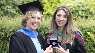 <p>Hazell Mullins presents the Veterinary Ireland Medal winner to Elle Kohler, who achieved the highest grade overall in the class of 2024 UCD. Picture: Paul Sherwood Photography </p>