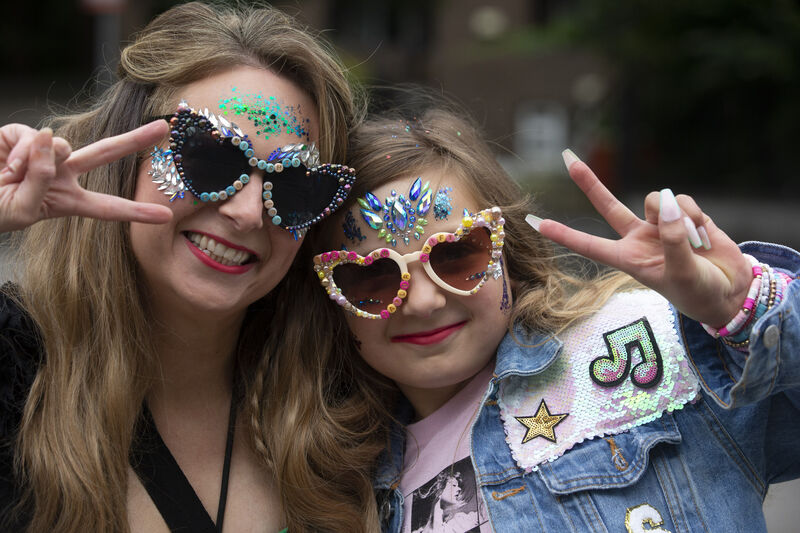 Victoria and Sylvie Gray pictured arriving to Taylor Swift, the Eras tour at Aviva stadium in Dublin. Picture: Stephen Collins/Collins Photos Victoria and Sylvie Gray pictured arriving to Taylor Swift, the Eras tour at Aviva stadium in Dublin. Picture: Stephen Collins/Collins Photos