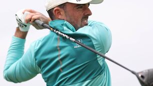 <p>Max Kennedy tees off during day two of The Amateur Championship at Ballyliffin Golf Club</p>