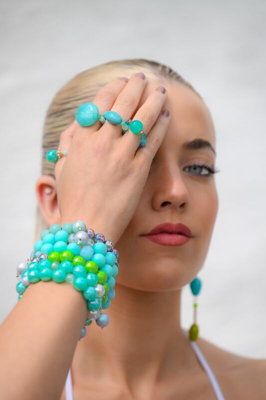 Tessa Haughton Lynch models some of the vibrant pieces in the Lovebeth collection. Picture: Chani Anderson