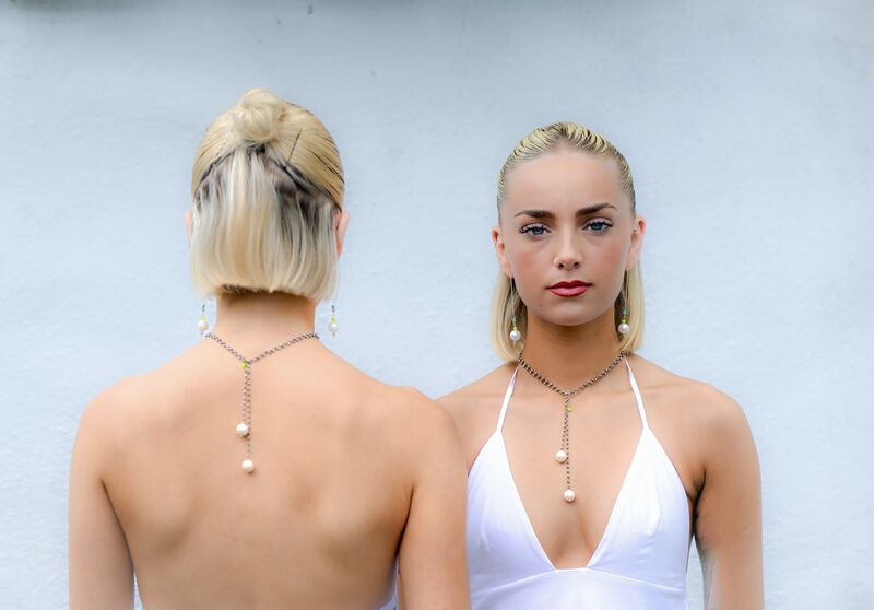 Jewellery designer Beth Haughton’s daughters, Tessa and Phoebe, pictured modelling pieces from the new Lovebeth collection. Picture: Chani Anderson