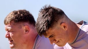 <p>FRONTING UP: Dan Sheehan and Tadhg Furlong at the Irish Captain's Run on Friday at St. Peter's College in Johannesburg. Pic: Dan Sheridan, Inpho</p>