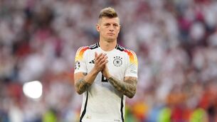 <p>Germany's Toni Kroos appears dejected after the UEFA Euro 2024, quarter-final match at the Stuttgart Arena</p>