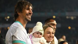 <p>Eben Etzebeth of South Africa with his wife Anlia and daughter Elizebedi after the first test between South Africa and Ireland at Loftus Versfeld Stadium in Pretoria, South Africa. Pic: Brendan Moran/Sportsfile</p>