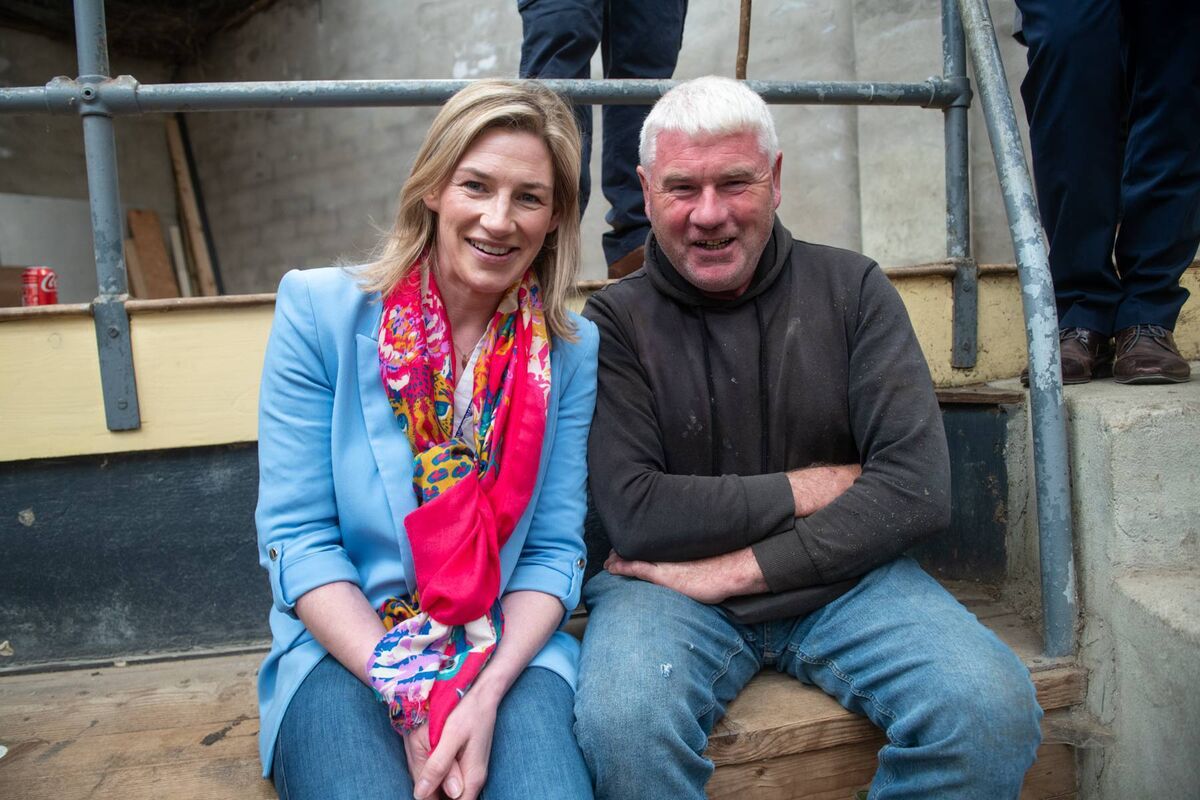 Nina Carberry on the campaign trail with Johnny Mooney at Tullamore Mart County Offaly. Picture: Denis Byrne