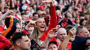 <p>Cork supporters celebrating their team winning the All-Ireland Senior Hurling Championship semi-final against Limerick on Sunday. Photo: Stephen McCarthy/Sportsfile</p>