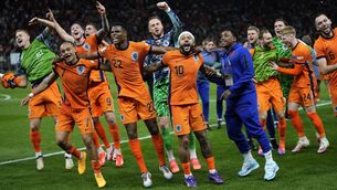 <p>MIND THE GAP: Netherlands players will be late arriving in Dortmund following the cancellation of their train. AP Photo/Ebrahim Noroozi.</p>