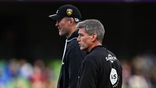 <p>FRENCH LEAVE: La Rochelle's Irish management duo Ronan O'Gara, right, and forwards coach Donnacha Ryan. Pic: Harry Murphy/Sportsfile</p>