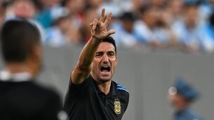 <p>Head coach of Argentina Lionel Scaloni gives instructions during the Copa America 2024 semifinal match between Argentina and Canada</p>