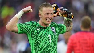 <p>England goalkeeper Jordan Pickford celebrates after penalty shoot-out glory over Swiss</p>