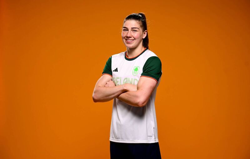 28 June 2024; Aoife O'Rourke during the Team Ireland Paris 2024 boxing team announcement at the Sport Ireland Institute in Dublin. Photo by Ramsey Cardy/Sportsfile *** NO REPRODUCTION FEE *** 28 June 2024; Aoife O'Rourke during the Team Ireland Paris 2024 boxing team announcement at the Sport Ireland Institute in Dublin. Photo by Ramsey Cardy/Sportsfile *** NO REPRODUCTION FEE ***